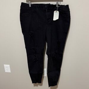 Maurices Black Distressed Ankle Jeans
